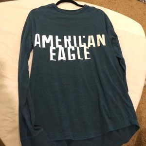 Long Sleeve Blue American Eagle T Shirt